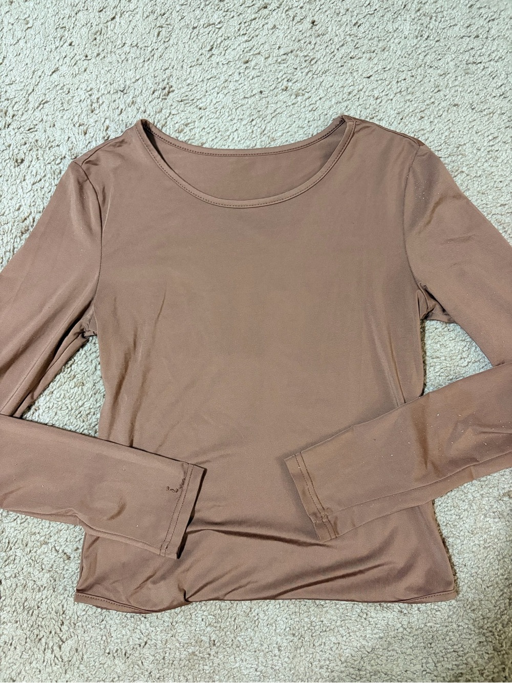 SHEIN Scoop Neck Long Sleeve Bodysuit in Brown